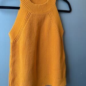 Loft Small Knit Sweater Tank Top Yellow Mustard
